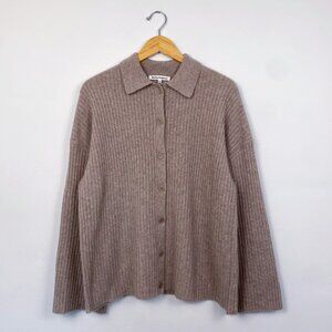 Reformation Fantino Cashmere Collared Cardigan in Oatmeal- Size XS